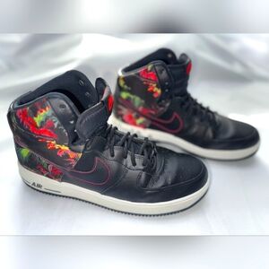 NIKE Air Force 1 Black Floral Lace Up Sneakers- Men's Size 13 #C12304-001 W/Bag